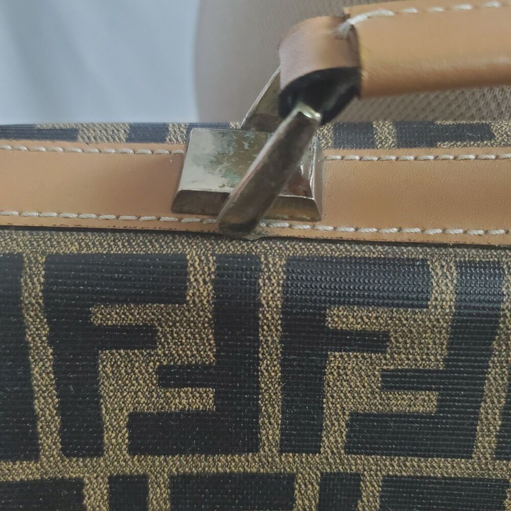 Vintage Fendi Zucca Crossbody Bag Brown FF Monogram Canvas Messenger Italy - Picture 8 of 15